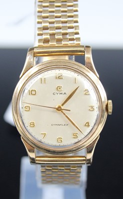 Lot 364 - A gent's Cyma 9ct gold cased bracelet watch,...