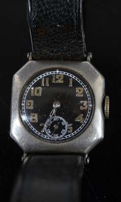 Lot 365 - A vintage silver cased wristwatch, having a...