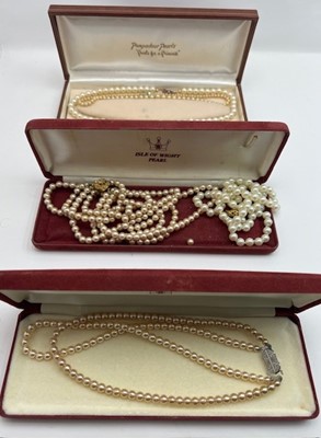 Lot 354A - Five faux pearl necklaces