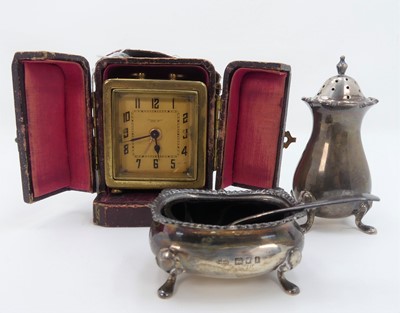 Lot 572 - A George V silver pepperette; together with a...