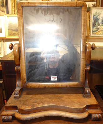 Lot 1225 - A mid-Victorian mahogany swing toilet mirror,...