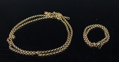 Lot 385 - A modern 9ct gold belcher link neck chain,...