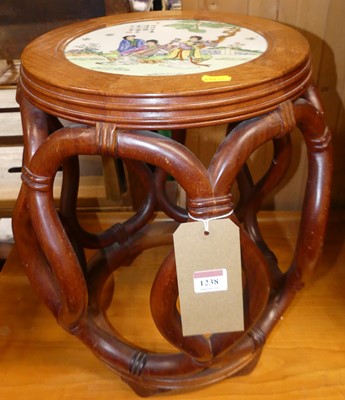 Lot 1238 - A contemporary Chinese hardwood and porcelain...