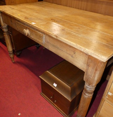 Lot 1255 - A Victorian rustic plank top pine kitchen...