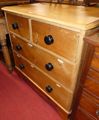 Lot 1258 - A Victorian pine round cornered chest of two...