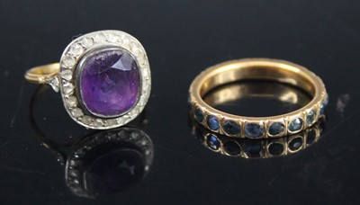 Lot 437 - A yellow metal amethyst and rose cut diamond...