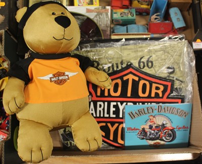 Lot 1562 - A box of Harley Davidson related reproduction...