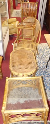 Lot 1316 - Bamboo and cane furniture to include; an elbow...