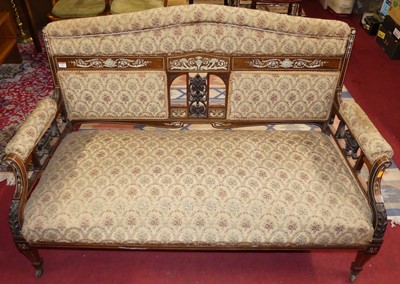 Lot 1323 - A late Victorian mahogany, rosewood and floral...