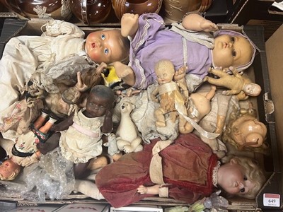 Lot 649 - A box of dolls to include bisque head and...