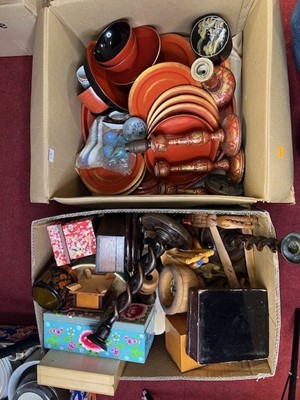 Lot 678 - Two boxes of mixed wooden ware, to include...