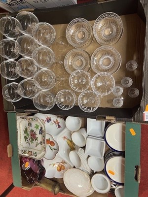 Lot 680 - Two boxes of mixed glassware and ceramics