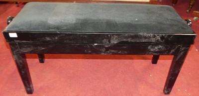 Lot 1350 - A contemporary black lacquered duet piano...