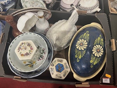 Lot 685 - A box of mixed ceramics  to inc. Victorian...