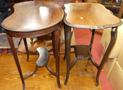 Lot 1391 - Two Edwardian walnut two-tier occasional tables