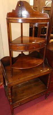 Lot 1414 - A mahogany three-tier corner washstand, with...