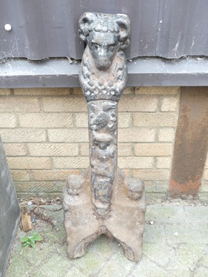 Lot 1422 - A heavy antique cast iron ground marker, h.93cm