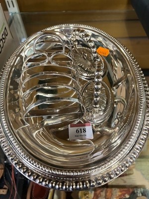 Lot 618 - A pair of silver plated entree dishes and...