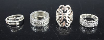 Lot 457 - A Pandora silver and paste set eternity ring;...