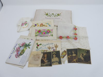 Lot 516 - A collection of WWI silk postcards, including...