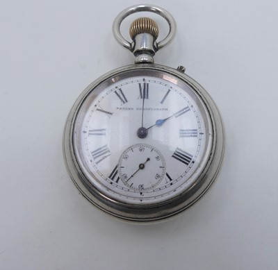 Lot 334 - A gent's white metal cased pocket chronograph,...