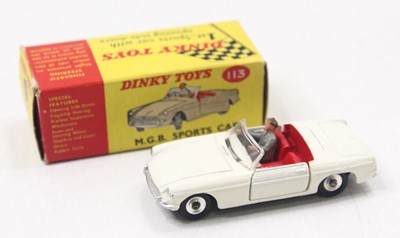 Lot 1038 - Dinky Toys No. 113 MGB sports car comprising...