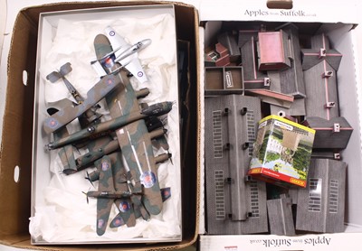 Lot 600 - Three trays of 00 gauge cardboard buildings,...