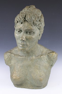 Lot 205 - A large patinated plaster portrait nude bust...