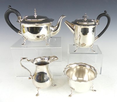 Lot 2205 - An Edwardian silver four-piece bachelors tea...