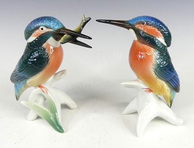 Lot 96 - Karl Ens - a pair of perched porcelain...