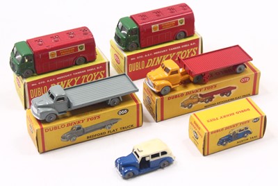 Lot 381 - Five Dublo Dinky Toys: 070 AEC Shell/BP...