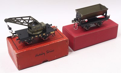 Lot 161 - Two open axleguard Hornby wagons, both with...