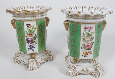 Lot 221 - A pair of 19thC Paris porcelain floral...