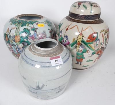 Lot 46 - A Chinese ginger jar decorated in polychrome...