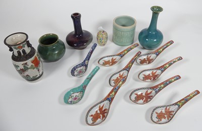 Lot 223 - A collection of Chinese ceramics; turquoise...