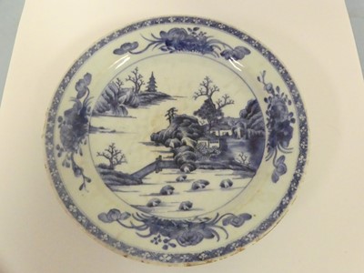Lot 247 - Five Chinese blue and white dishes to include...