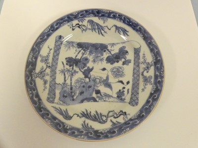 Lot 247 - Five Chinese blue and white dishes to include...