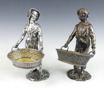 Lot 2214 - A pair of Elizabeth II silver figural salts,...