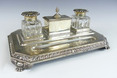 Lot 2200 - A late Victorian silver inkstand, comprising a...