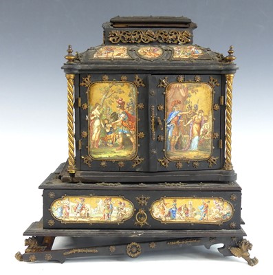 Lot 2416 - An Austrian enamel and ebonised miniature...