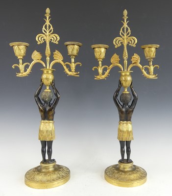 Lot 2421 - A pair of late 19th century bronze and...