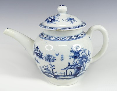 Lot 2063 - A Lowestoft porcelain teapot, circa 1775,...