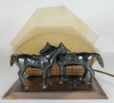 Lot 26 - An Art Deco desk lamp mounted with horses