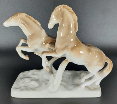 Lot 35 - A Royal Dux figure of galloping horses