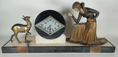 Lot 40 - An Art Deco figural mantel clock