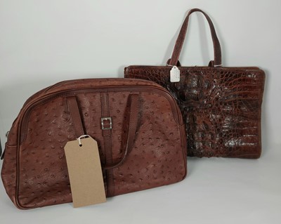 Lot 586 - An ostrich leather handbag and one other (2).