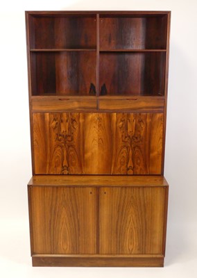 Lot 438 - A 1970s Danish rosewood wall unit, the upper...