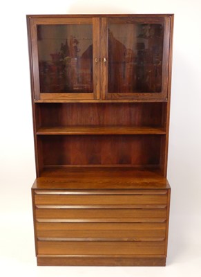 Lot 437 - A 1970s Danish rosewood wall unit, the upper...