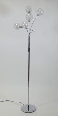 Lot 467 - A contemporary chromed metal five-branch floor...