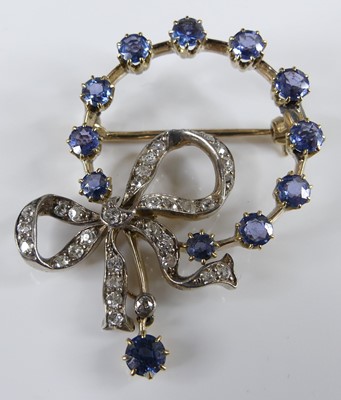 Lot 2278 - A yellow and white metal, sapphire and diamond...